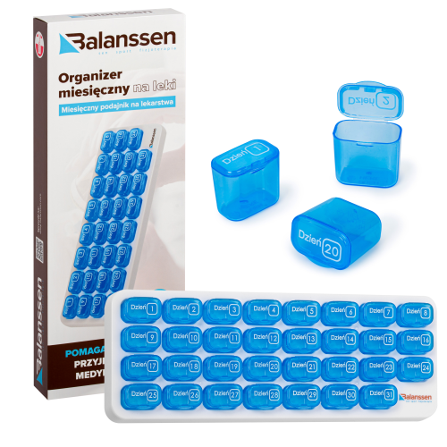 PODAJNIK NA LEKI Pojemnik Kasetka MIESIĘCZNA  na leki na 1 PORĘ DNIA