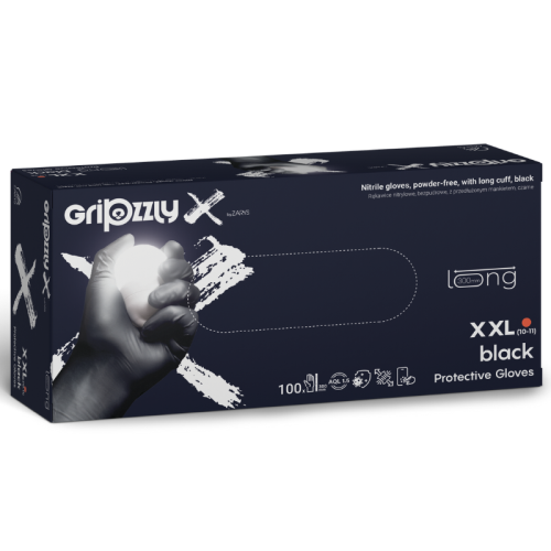 Rękawiczki NITRYLOWE czarne MOTO GRIPZZLY_X [roz.XXL] 100 szt. - ZARYS
