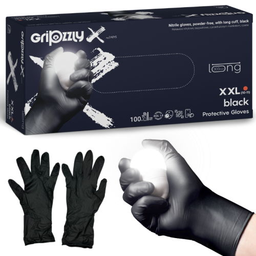 Rękawiczki NITRYLOWE czarne MOTO GRIPZZLY_X [roz.XXL] 100 szt. - ZARYS