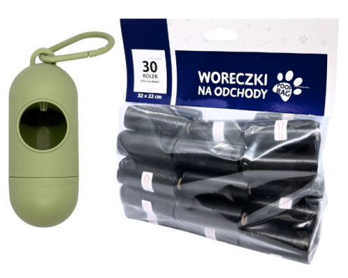 Worki na ODCHODY PSA lub KOTA - 30 rolek (450 worków 32 x 22) + DYSPENSER