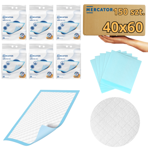 Podkład chłonny JEDNORAZOWY HIGIENICZNY safeLINE PAD [SAP] 40x60 - 150 szt. / Mercator
