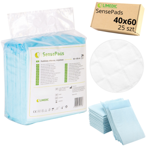 Podkłady CHŁONNE jednorazowe 40x60 cm HIGIENICZNE 25 szt. - SensePads