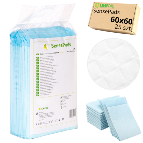 Podkłady CHŁONNE jednorazowe 60x60 cm HIGIENICZNE 25 szt. - SensePads 