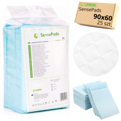 Podkłady CHŁONNE jednorazowe 90x60 cm HIGIENICZNE 25 szt. - SensePads