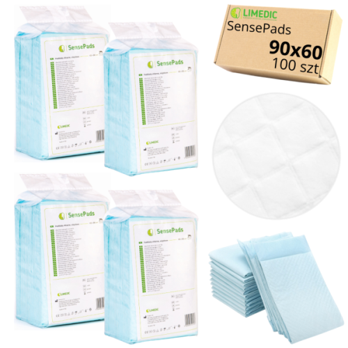 Podkłady CHŁONNE jednorazowe 90x60 cm HIGIENICZNE 100 szt. - SensePads