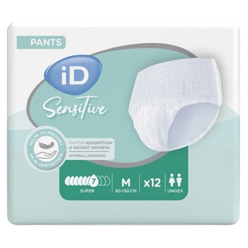 Majtki CHŁONNE dla dorosłych iD SENSITIVE SUPER PANTS 7 kropli rozmiar M  12 sztuk
