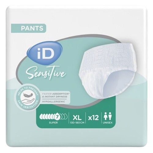 Majtki CHŁONNE dla dorosłych iD SENSITIVE SUPER PANTS 7 kropli rozmiar XL  12 sztuk 