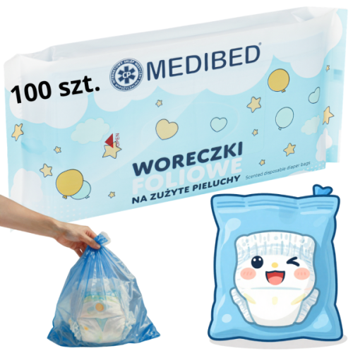 Woreczki ZAPACHOWE worki na ZUŻYTE PIELUCHY - MEDIBED 100 szt.