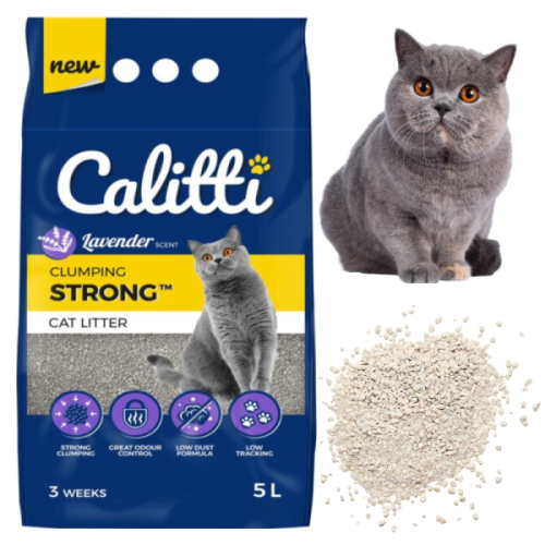 Żwirek BENTONITOWY lawendowy CALITTI CLUMPING STRONG zbrylający 5L [1 op].