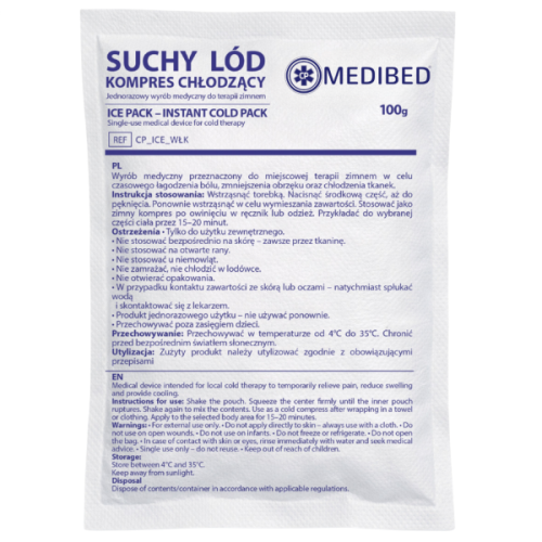 Kompres SCHŁADZAJĄCY okład CHŁODZĄCY  - SUCHY LÓD ice pack 100g  (włóknina)