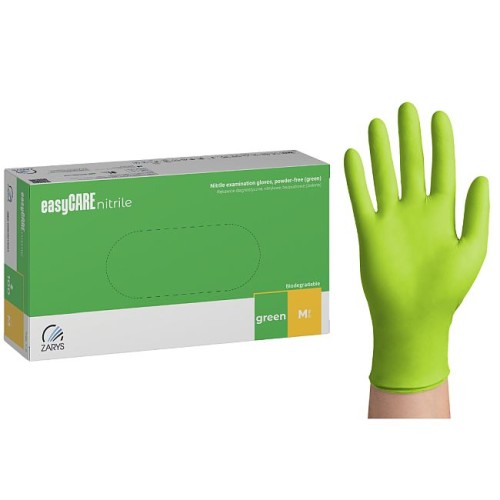 Rękawiczki ZIELONE BIO easyCARE Biodegradowalne nitrylowe bezpudrowe  - ZARYS 100 szt. [M]  