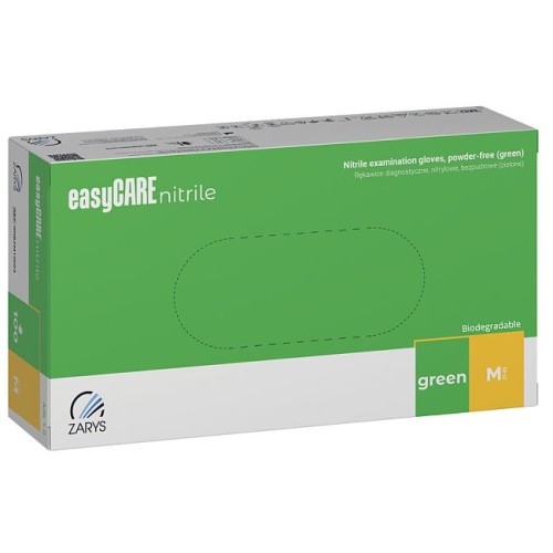 Rękawiczki ZIELONE BIO easyCARE Biodegradowalne nitrylowe bezpudrowe  - ZARYS 100 szt. [M]  