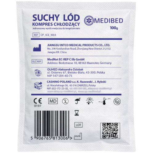 Kompres SCHŁADZAJĄCY okład CHŁODZĄCY  - SUCHY LÓD ice pack 100g  (włóknina)