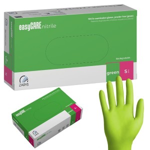 Rękawiczki ZIELONE BIO easyCARE Biodegradowalne nitrylowe bezpudrowe  - ZARYS 100 szt. [S] 