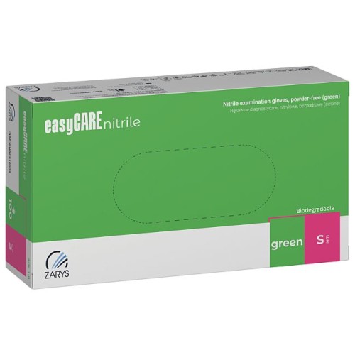 Rękawiczki ZIELONE BIO easyCARE Biodegradowalne nitrylowe bezpudrowe  - ZARYS 100 szt. [S] 