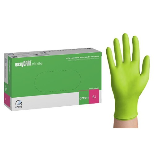 Rękawiczki ZIELONE BIO easyCARE Biodegradowalne nitrylowe bezpudrowe  - ZARYS 100 szt. [S] 