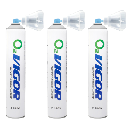 Tlen inhalacyjny 14L przenośny w aerozolu butla - O2 VIGOR 99%