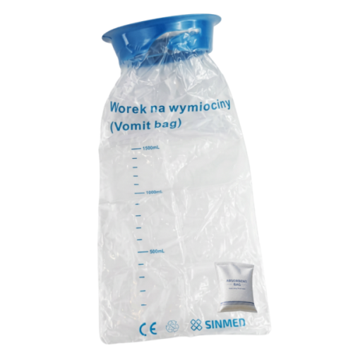 Worek na wymiociny WYMIOTY 1500 ml jednorazowy z ABSORBENTEM 1 szt. - SINMED