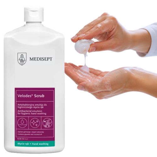 VELODES SCRUB Antybakteryjna emulsja do higienicznego mycia rąk 500 ml
