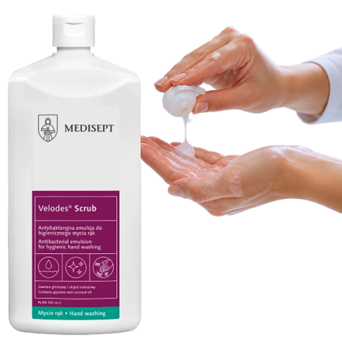VELODES SCRUB Antybakteryjna emulsja do higienicznego mycia rąk 500 ml