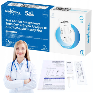 Test 5w1 diagnostyczny combo MEDOMICS COVID-19 grypa A + B RSV adenowirus