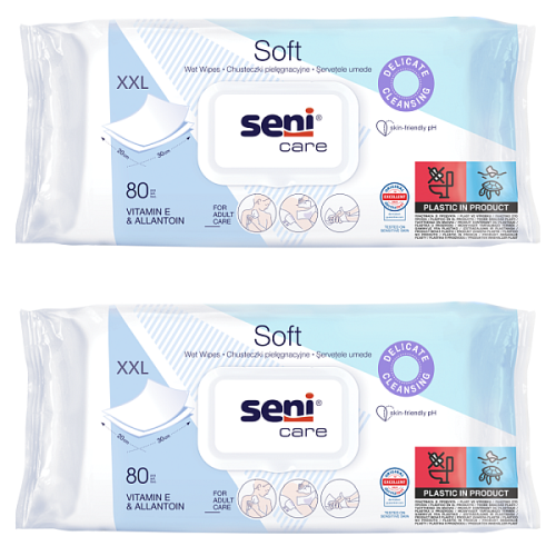 Chusteczki OCZYSZCZAJĄCE do pielęgnacji SKÓRY 80 szt. - SENI SOFT