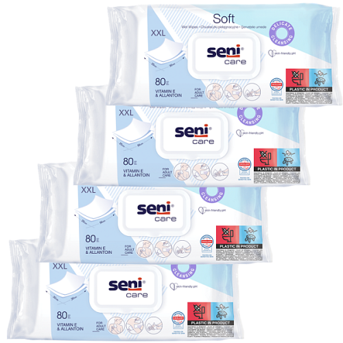 Chusteczki OCZYSZCZAJĄCE do pielęgnacji SKÓRY 80 szt. - SENI SOFT