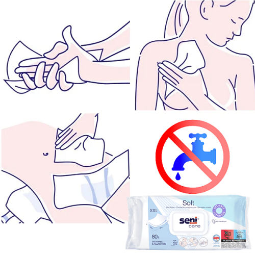 Chusteczki OCZYSZCZAJĄCE do pielęgnacji SKÓRY 80 szt. - SENI SOFT
