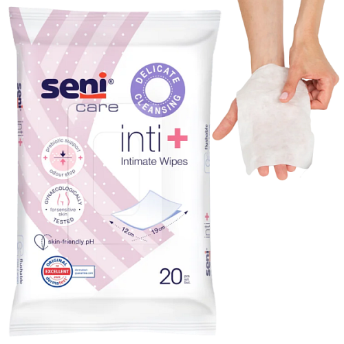 Chusteczki do higieny intymnej Seni Care Inti+ BIODEGRADOWALNE